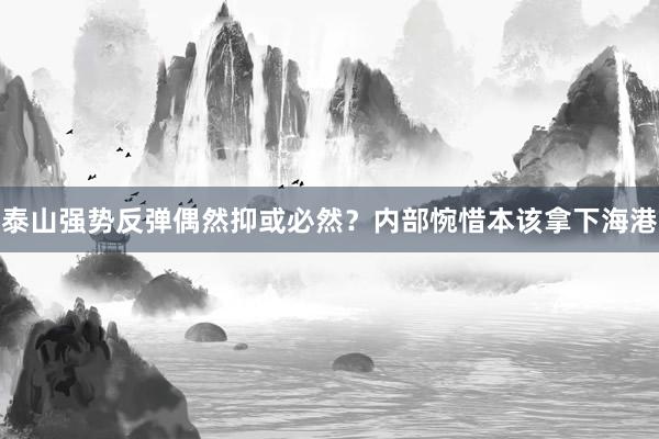泰山強(qiáng)勢反彈偶然抑或必然？內(nèi)部惋惜本該拿下海港