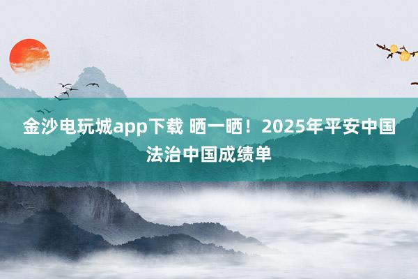 金沙電玩城app下載 曬一曬！2025年平安中國法治中國成績單
