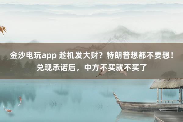 金沙電玩app 趁機發(fā)大財？特朗普想都不要想！兌現(xiàn)承諾后，中方不買就不買了
