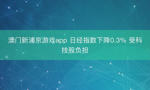 澳門新浦京游戲app 日經(jīng)指數(shù)下降0.3% 受科技股負擔