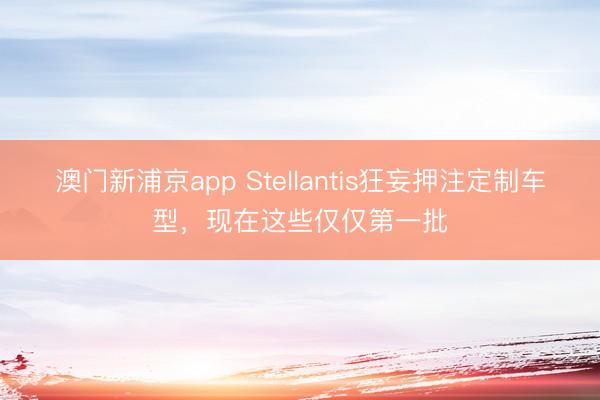 澳門新浦京app Stellantis狂妄押注定制車型，現(xiàn)在這些僅僅第一批