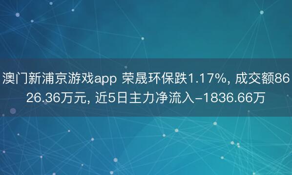 澳門新浦京游戲app 榮晟環(huán)保跌1.17%, 成交額8626.36萬元, 近5日主力凈流入-1836.66萬